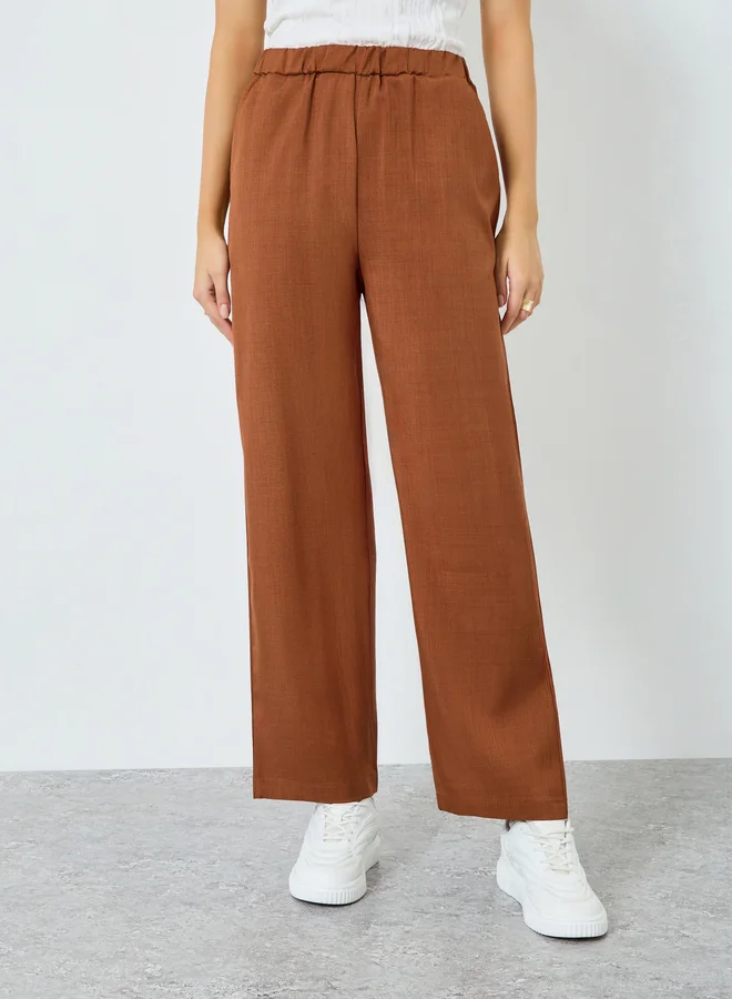 Styli Women Brown Wide Leg Pants